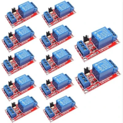 Afbeelding van 12 stuks 5 V relaismodules: 1 kanaals relaiskaart met optokoppeling, activeringsuitbreidingskaart, relaismodule, stabiele prestaties, ondersteuning van de bovenste en onderste ontspanner voor