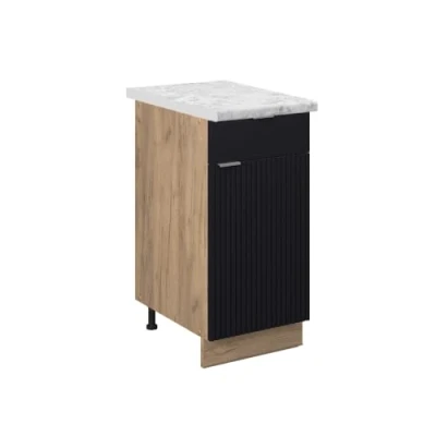 Afbeelding van Vicco Keukenonderkast Fame Line, Zwart gestreept/Krachtige eik goud, 40 cm , WB Marmer
