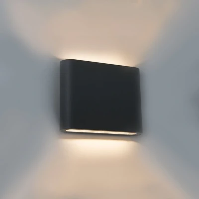 Afbeelding van LED Wandlamp 6W Rechthoekig Warm Wit, Zwart