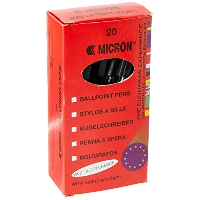 Afbeelding van Micron Biros Balpen, zwart, 20 stuks