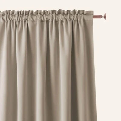 Image de ROOM99 Aura Rideau avec galon fronceur 180 x 260 cm (l H) coulissant Décoration moderne Pour salon, chambre à coucher Beige