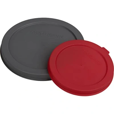 Afbeelding van Fackelmann 49463 2 stuks kunststof deksels, deksel voor blikjes, inmaakpotten, kunststof, rood, grijs, 10 cm