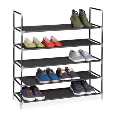 Afbeelding van Relaxdays Schoenenrek met Handgrepen 5 Etages Zwart
