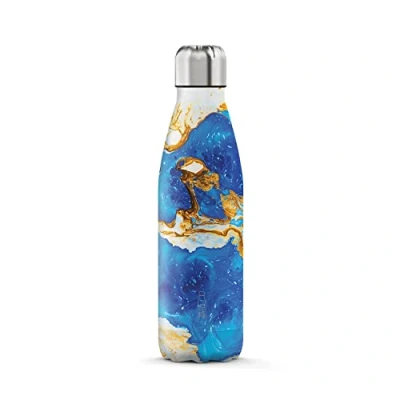 Afbeelding van THE STEEL BOTTLE Roestvrijstalen thermosfles, dubbelwandige vacuüm isolatie, inhoud 500 ml, luchtdichte sluiting, draagbare waterfles (Golden Cloud)
