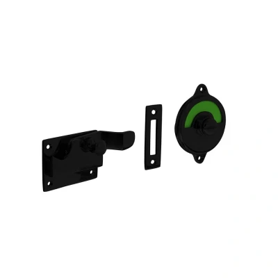 Afbeelding van Intersteel Toiletgarnituur Messing Mat Zwart met bocht en Groen / Rood indicatie