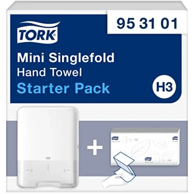 Afbeelding van Tork Mini Z Vouwhanddoek Dispenser H3 Starterpack Wit Dispensers