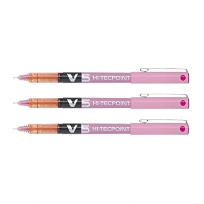 Afbeelding van PILOT Hi Tecpoint V5 rollerbalpen, vloeibaar, fijne inkt, roze, 3 stuks