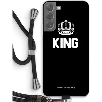 Afbeelding van Case Company® hoesje met Koord geschikt voor Samsung Galaxy S22 Plus King Zwart Telefoonhoesje Bescherming aan alle Kanten en Over de Schermrand