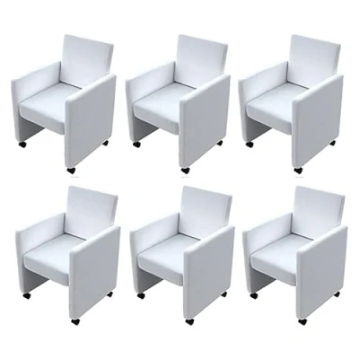 Image de vidaXL Chaises à manger lot de 6 blanc similicuir160317