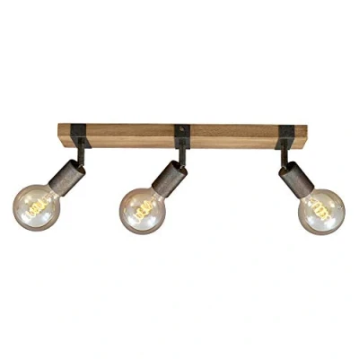 Afbeelding van Briloner Leuchten WOOD BASIC plafondlamp spots draaibaar 3xE27 25W Zwart en Metaal grijs