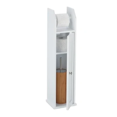 Afbeelding van Relaxdays wc rolhouder staand toiletrolhouder closetrolhouder reserverolhouder wit