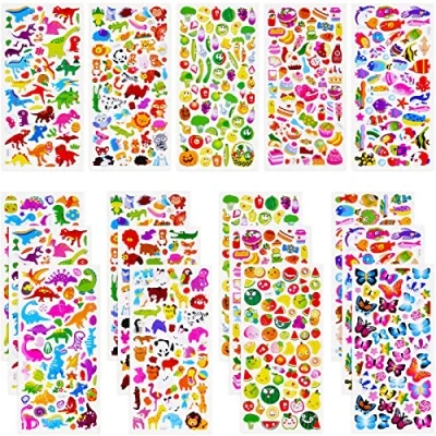 Afbeelding van Vicloon Kinderstickers 600 + 3D stickers voor kinderen, Puffy belonende geschenken, scrapbooking, inclusief dinosaurus, vis, vlinder, beer, panda,