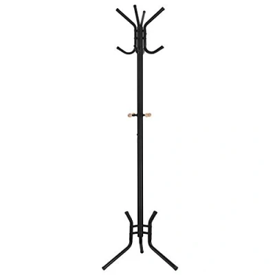 Image de SONGMICS Porte Manteaux sur Pied, Perroquet, Hauteur 176 cm, 12 Crochets, Tube en Fer, pour Entrée, Chambre, Dressing, Bureau, Noir RCR17B