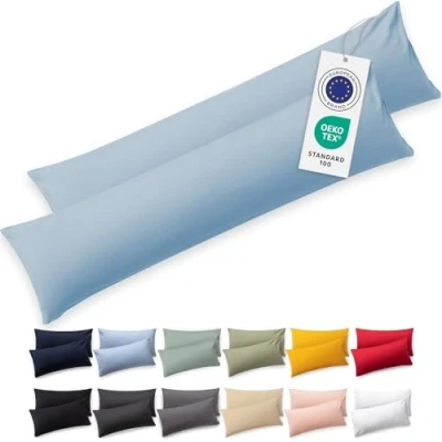 Afbeelding van Blumtal Set Van 2 Kussenslopen Superzachte Premium Jersey Kussenhoes 100% Katoen 40 x 145 cm Lichtblauw