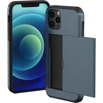 Afbeelding van iMoshion Hoesje Geschikt voor iPhone 12 / Pro Ruimte 2 pasjes Backcover met pasjeshouder Donkerblauw