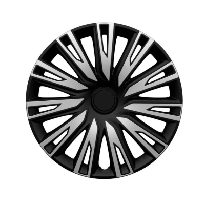 Afbeelding van AutoStyle Set PP 5565SB Wieldoppen 15duim zilver, zwart