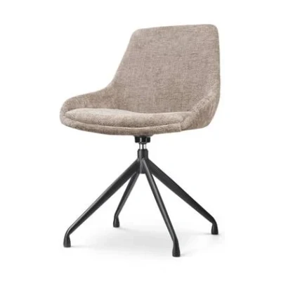 Afbeelding van Nolon Nola Isa Eetkamerstoel Draaibaar Bruin Stof Zwart Onderstel Design Scandinavisch Comfortabel