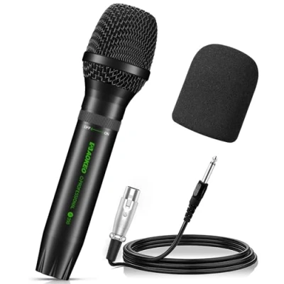 Afbeelding van Aokeo Dynamische karaoke microfoons, A350 zangmicrofoon met schuimrubberen hoes en 5 m XLR kabel. Draagbare microfoon compatibel voor luidspreker, machine, versterker, mixer, bruiloft