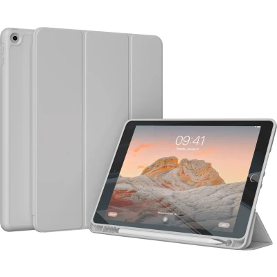 Afbeelding van Accezz Tablet Hoes Geschikt voor iPad 8 (2020) 8e generatie / 7 (2019) 7e 9 (2021) 9e Smart Silicone Bookcase Grijs