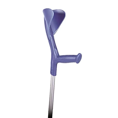 Afbeelding van Gima Evolution aluminium kruk, in hoogte verstelbaar 10 om de 20 mm, armleuning, ergonomische handgreep, blauw/grijs, 1 paar