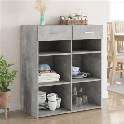 Afbeelding van vidaXL Dressoir 80x42,5x93 cm bewerkt hout betongrijs