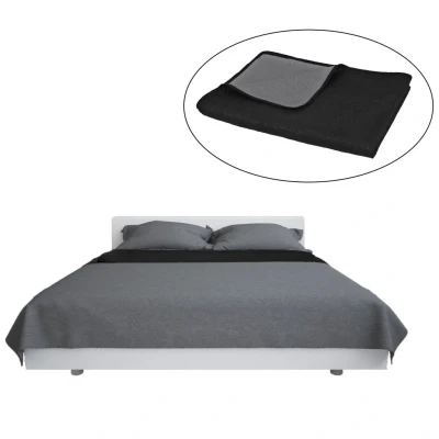 Afbeelding van Bedsprei dubbelzijdig 230x260 cm quilt grijs en zwart