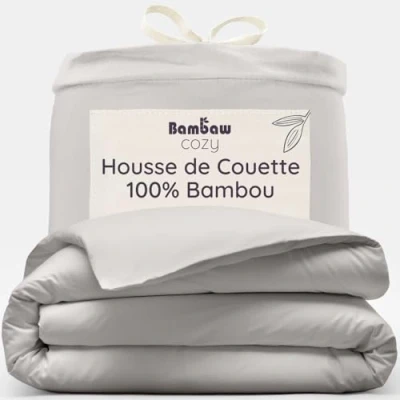 Afbeelding van Bamboe Dekbedovertrek 240 x 220cm Ultrazacht Grijs Eco Dekbedhoes Luxe Beddengoed Hypoallergeen Puur viscose rayon Ultra ademende Stof Bambaw