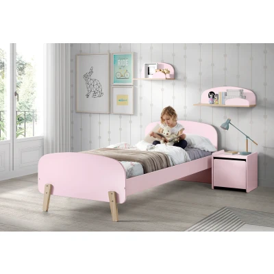 Afbeelding van LUCEVI Kiddy bed + Nachtkastje Hangplankjes Roze 90x200 cm