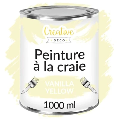 Afbeelding van Creative Deco 1000 ml Vanillegeel Krijt Verf Mat en Wasbaar Perfect voor Renovatie, Decoratie Decoupage van Meubels Egen Gradient Effect Mogelijk