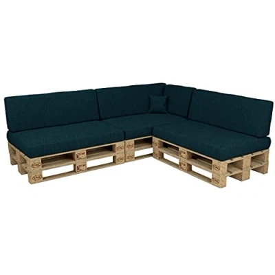 Afbeelding van POKAR Set van 8 kussens voor europallets: 3 x zitting 120 80 cm + rugleuning 40 1 60 kussen cm, tuinbank, binnen en buiten, zonder pallet,