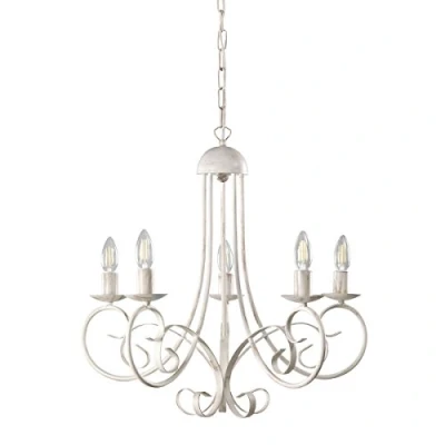 Afbeelding van ONLI Pompeii Kroonluchter met 5 lampen, klassieke en elegante stijl, metalen frame, wit