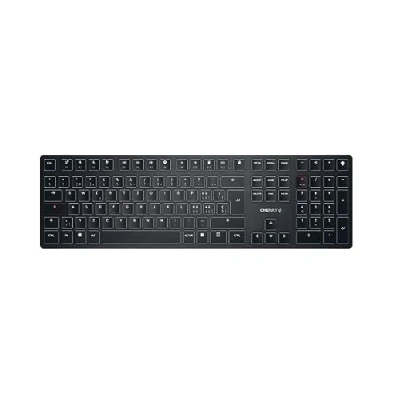 Afbeelding van CHERRY KW X ULP, high end mechanisch toetsenbord, ultraplat Zwitserse lay out (QWERTZ), draadloos multi apparaat toetsenbord voor maximaal 4 apparaten, oplaadbaar, zwart