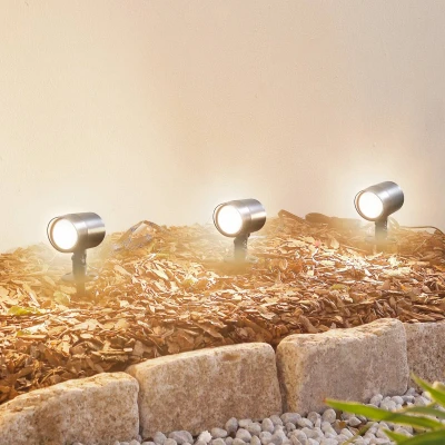 Afbeelding van Lindby Slimme buitenverlichting RGB met dimmer 3lichts Kunststof H: 17.8 cm zwart, wit Inclusief lichtbronnen