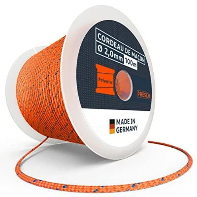 Afbeelding van Presch Metselaarstouw 100 m ⌀2,0 mm Polyester Scheur en weerbestendig uitlijnkoord met spoel Knoopbestendig bouwtouw