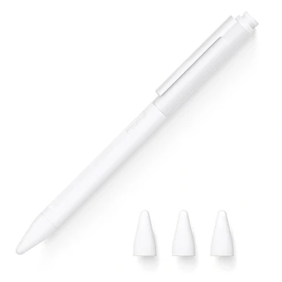 Afbeelding van elago Beschermhoes met potloodclip, compatibel Apple Pencil 2e generatie, 3 reserveopzetstukken, Nib Covers inbegrepen, magnetisch opladen en dubbele tik (wit)