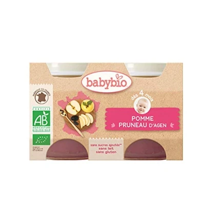 Afbeelding van Babybio Appel Pruim 4 Maanden en + Biologisch 2 x 130 g Potjes