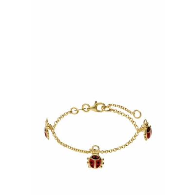 Afbeelding van Lucardi Kinder Zilveren goldplated kinderarmband kever Armband 925 Zilver Goudkleurig 15 cm