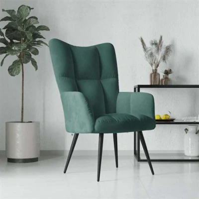 Image de vidaXL Chaise de relaxation Vert foncé Velours