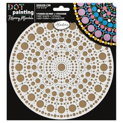 Afbeelding van Aladine Dot Painting MDF Board &amp; Stencil 20cm Round (85501)