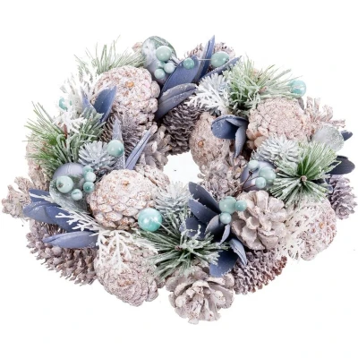 Afbeelding van Christmas Kerstkroon Blauw Multicolour Plastic Foam 26 X 7,5 Cm
