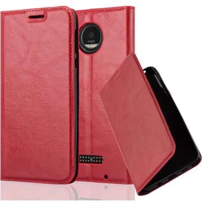 Afbeelding van Cadorabo Hoesje geschikt voor Motorola MOTO Z PLAY in APPEL ROOD Beschermhoes met magnetische sluiting, standfunctie en kaartvakje Book Case Cover Etui