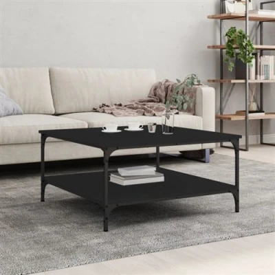 Afbeelding van Salontafel 80x80x40 cm bewerkt hout zwart