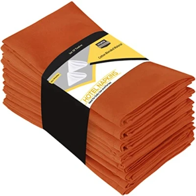 Afbeelding van Utopia Kitchen Doek Servetten, set van 12, oranje, 46 x cm, katoenmix, wasbaar en herbruikbaar, tafelservetten, voor hotel, lunch, restaurant, bruiloften, evenementen feestjes