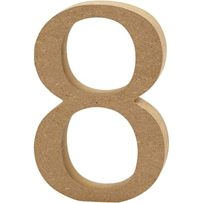 Afbeelding van Creotime Houten Cijfer 8 Cm