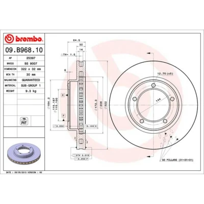 Afbeelding van Brembo Remschijf 09.B968.11