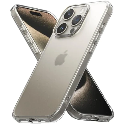 Afbeelding van Ringke beschermhoes compatibel met iPhone 15 Pro Max [Fusion Mat], transparant, ultradun, robuust, stijf, achterkant, zacht, schokbestendig, voor Max, accessoires, mat