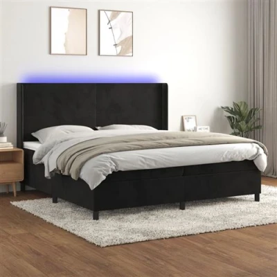 Afbeelding van vidaXL Boxspring met matras en LED fluweel zwart 200x200 cm