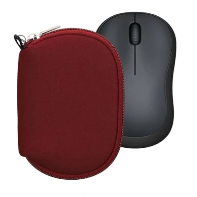 Afbeelding van kwmobile computermuis hoes geschikt voor Logitech M220 SILENT / M235 M185 hoesje Muis beschermhoes met rits Mouse case van neopreen in bordeauxrood
