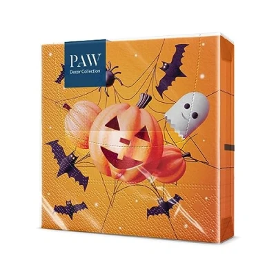 Afbeelding van PAW papieren servet Halloween (33 x 33 cm) I Set van 20 3 laags tafelservet herfst, Halloween, spook, pompoen Patroon: grappig