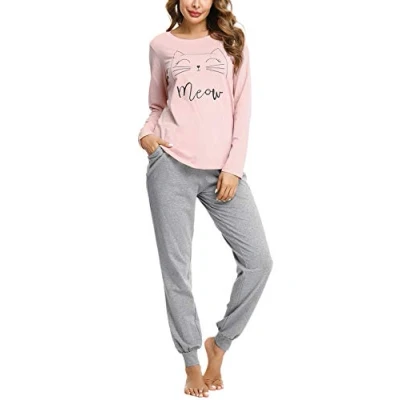 Afbeelding van Sykooria tweedelige damespyjama katoenen voor dames Pyjama&#039;s met lange mouwen Vrouwen Thuis Kleding, A Blauw, XL